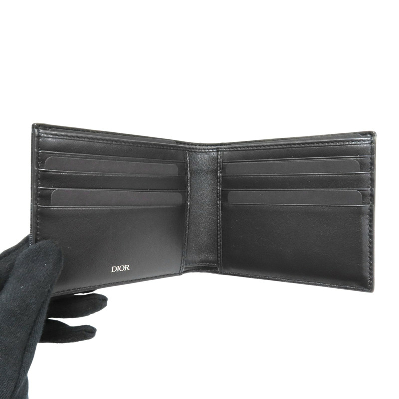 深藍色 帆布 Wallet 雙折 短夾【Dior 迪奧】 2OBBH027-4