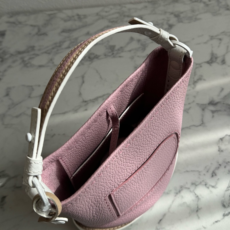 Delvaux櫻花粉/白邊大D手拿包  超美❤️❤️-9