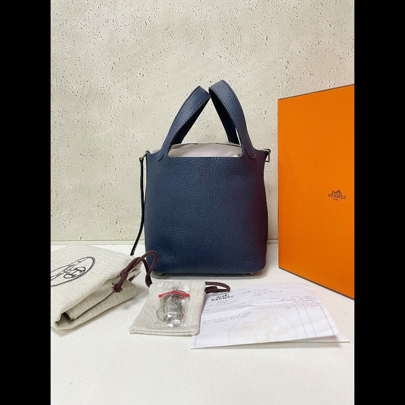 HERMES Picotin 18 菜籃子 普魯士藍色-0
