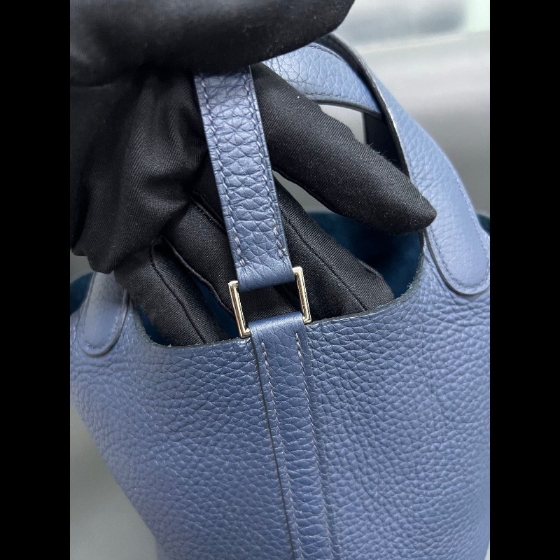 HERMES Picotin 18 菜籃子 普魯士藍色-10