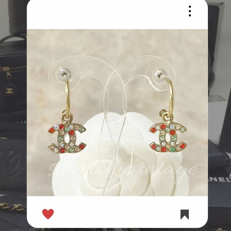 🛍️🎁 雙12🔥 12月新品上架 聖誕節🎄💖 香奈兒 Chanel  彩色水鑽CC 耳環 🔥 香奈兒熱賣款 香奈兒經典款 耳環 CHANEL EARRING-4