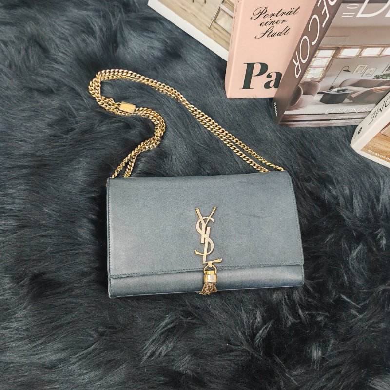 YSL 流蘇Kate 光面牛皮鏈條包-0