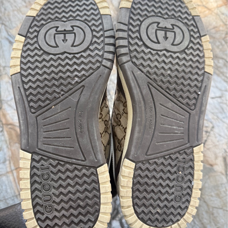 GUCCI古馳 Re-Web 圓頭系帶 低幫 板鞋 棕米色 尺寸：37.5碼 無附件-3