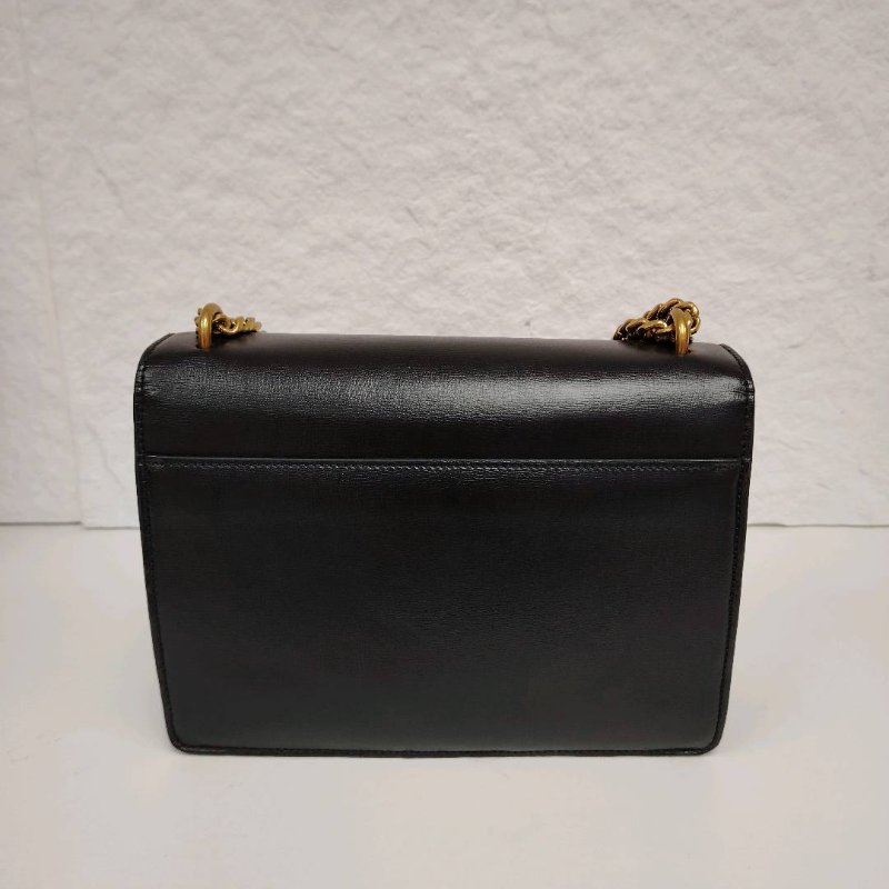 YSL PARIS 日落 黑色 牛皮 中號 牛皮光面 金扣 Sunset 鏈條包-3