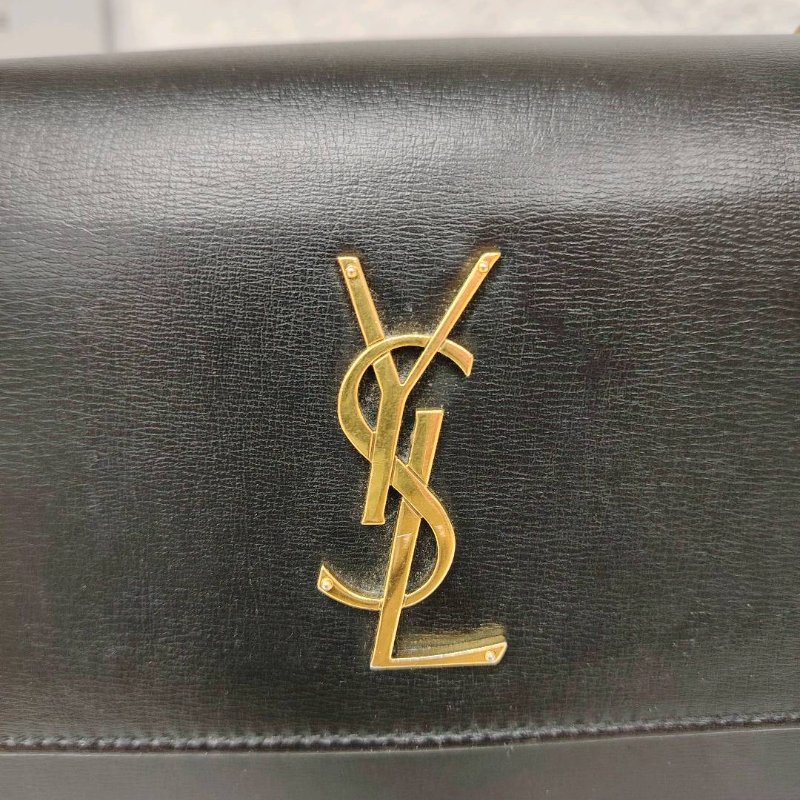 YSL PARIS 日落 黑色 牛皮 中號 牛皮光面 金扣 Sunset 鏈條包-6