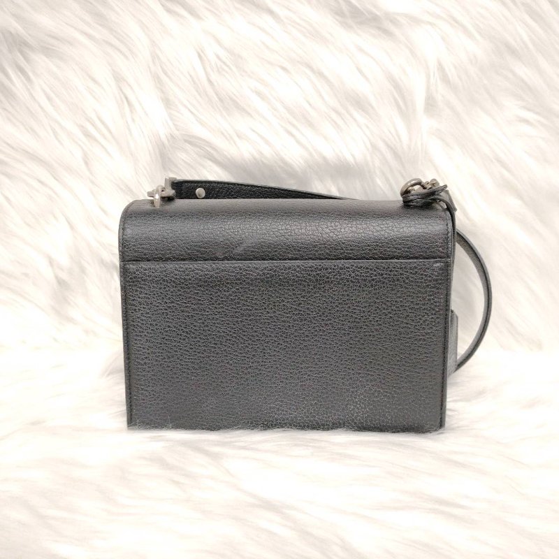 YSL 中號SUNSET黑色顆粒紋理真皮挎包-2