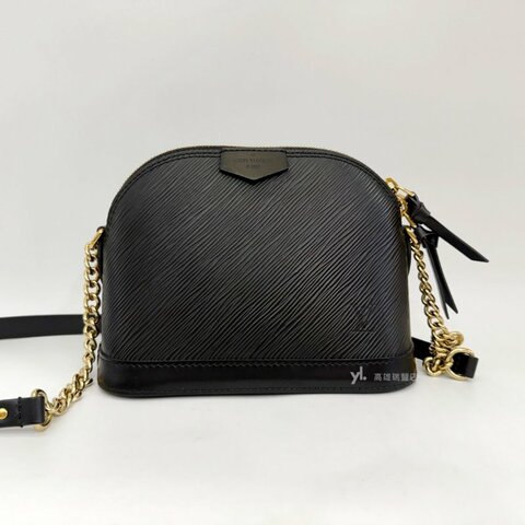 ❣LV 黑Epi Alma Mini金釦拉鍊半月斜背包