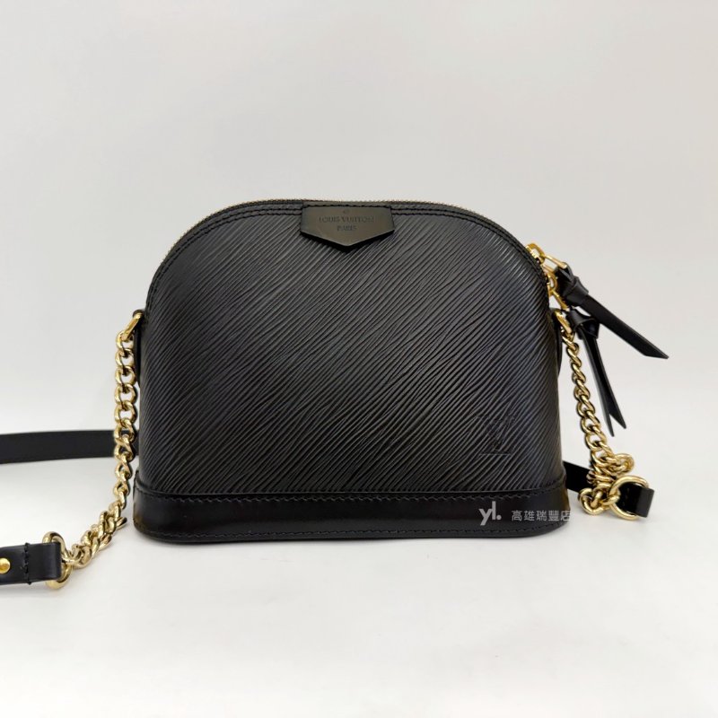 ❣LV 黑Epi Alma Mini金釦拉鍊半月斜背包-0