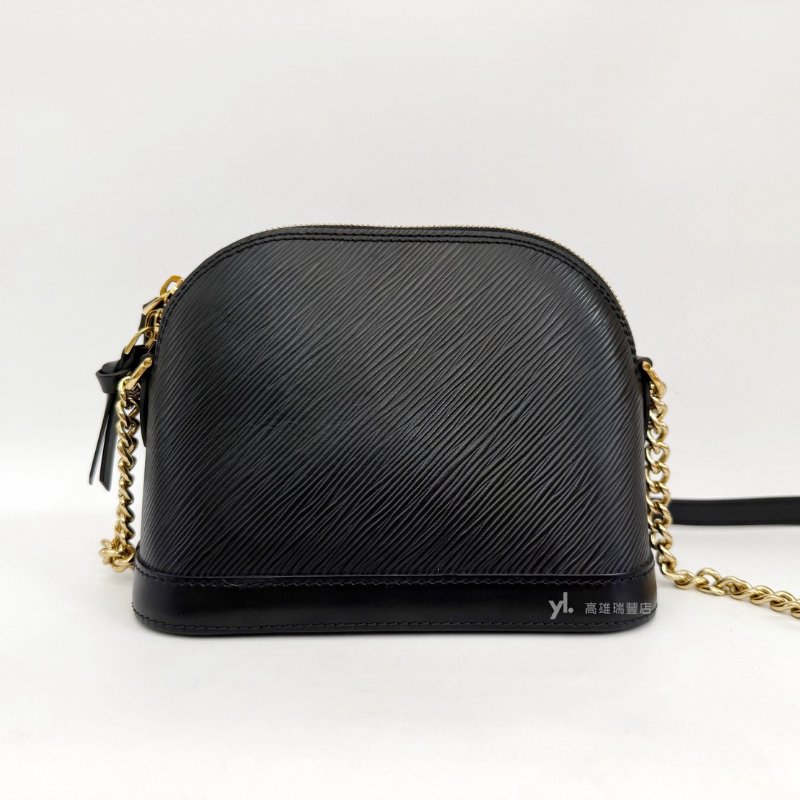 ❣LV 黑Epi Alma Mini金釦拉鍊半月斜背包-1
