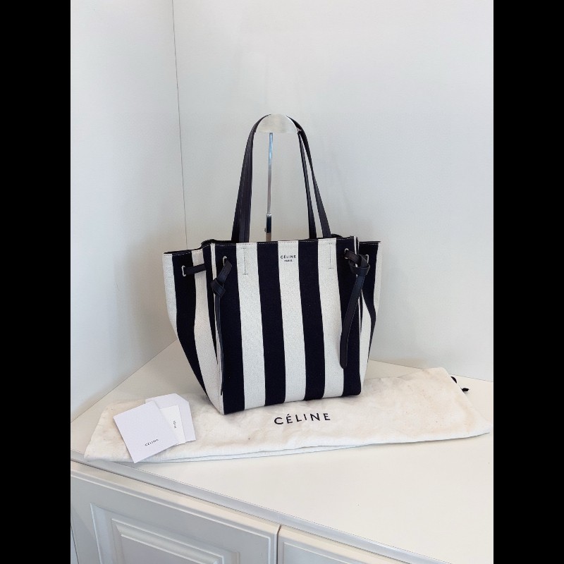 Celine phantom cabas 黑白條紋帆布Tote-2