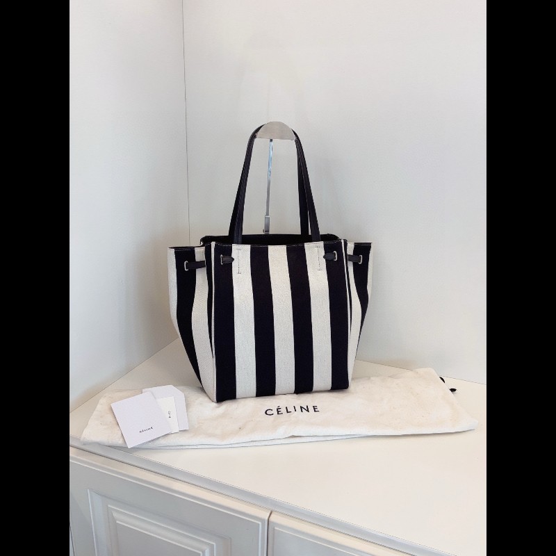 Celine phantom cabas 黑白條紋帆布Tote-3