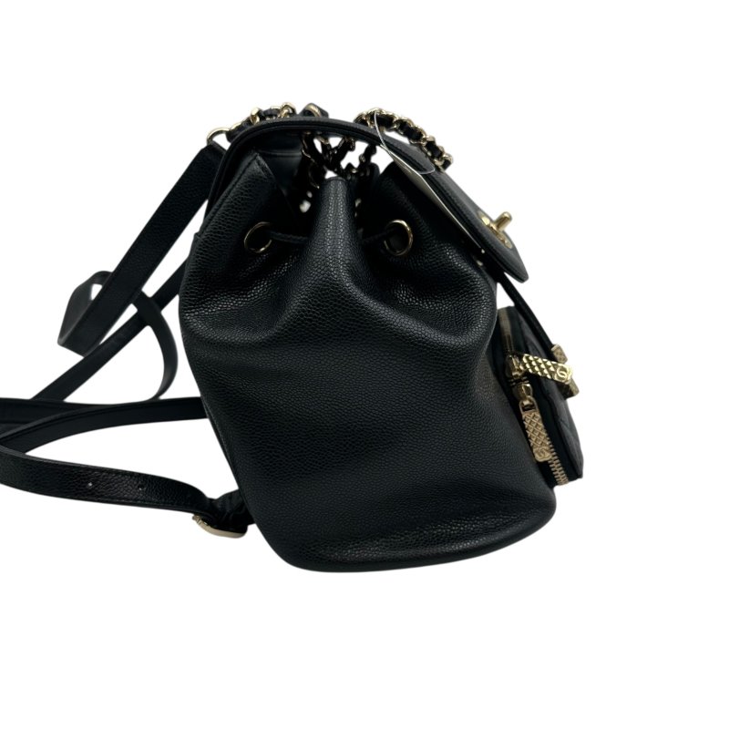 【美收精品】CHANEL 黑色荔枝皮後背包 C-41-3
