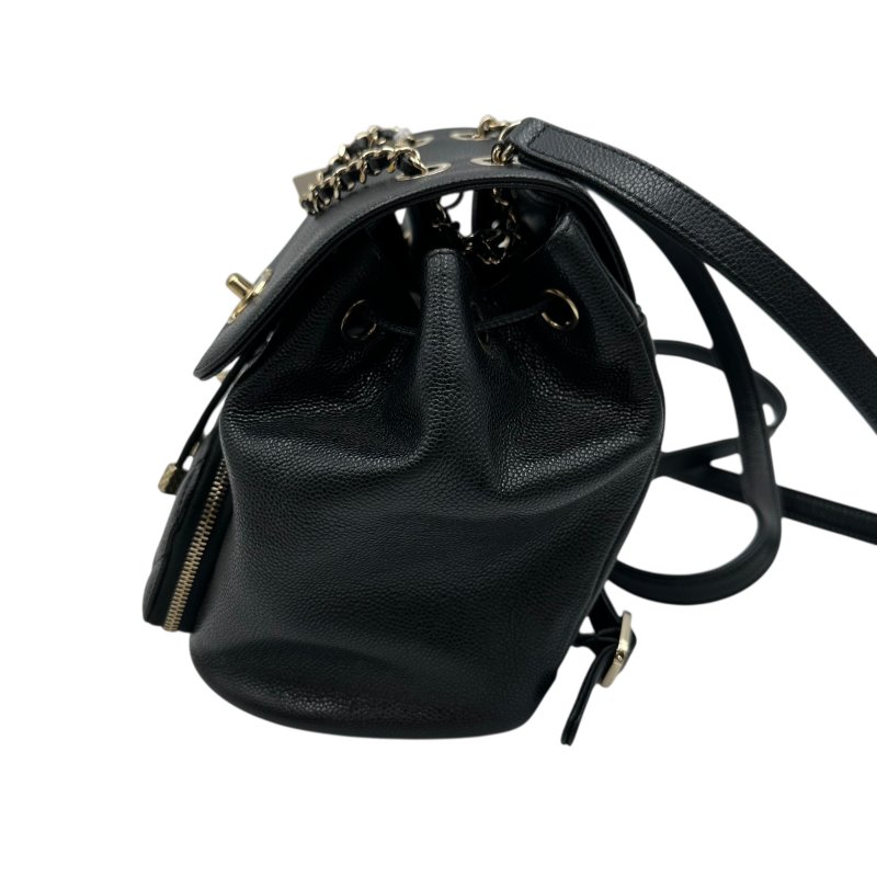 【美收精品】CHANEL 黑色荔枝皮後背包 C-41-4