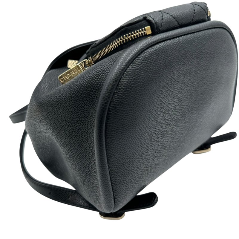 【美收精品】CHANEL 黑色荔枝皮後背包 C-41-6