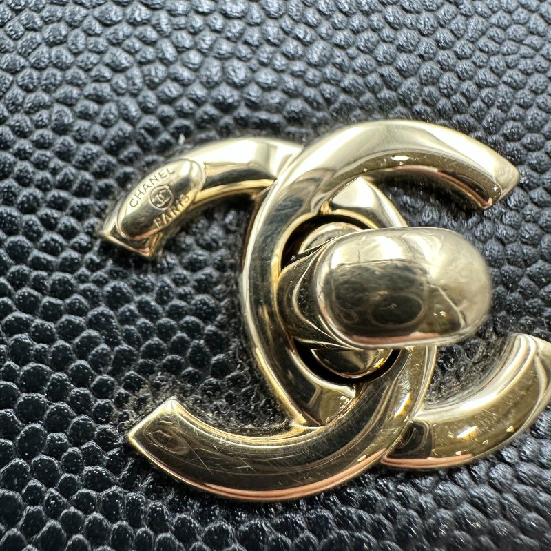 【美收精品】CHANEL 黑色荔枝皮後背包 C-41-7