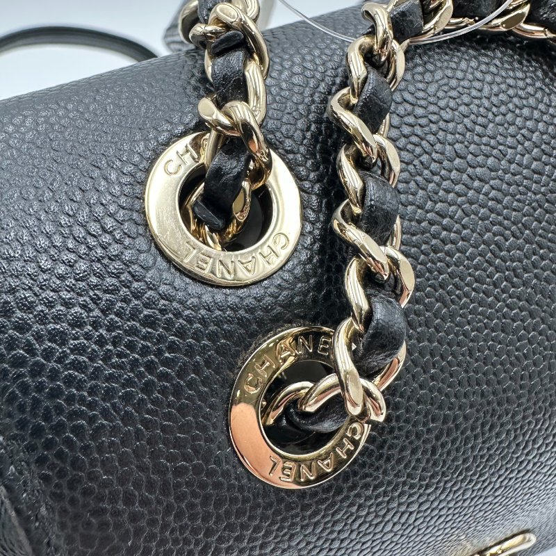 【美收精品】CHANEL 黑色荔枝皮後背包 C-41-14