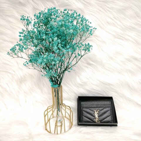 YSL Monogram 黑色 牛皮 細粒紋理提花凸紋