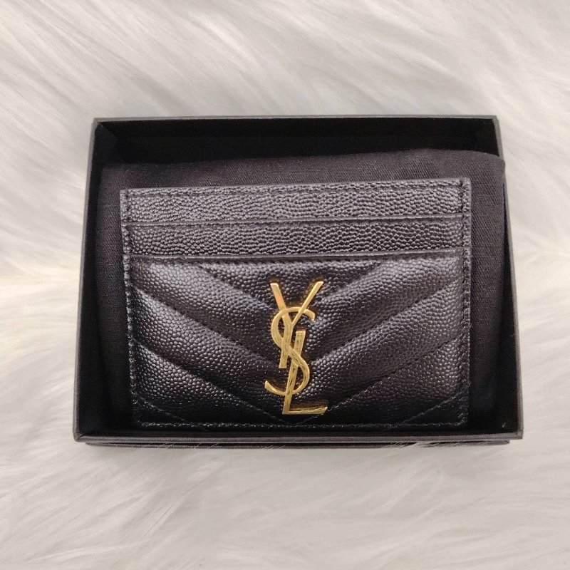 YSL Monogram 黑色 牛皮 細粒紋理提花凸紋-1