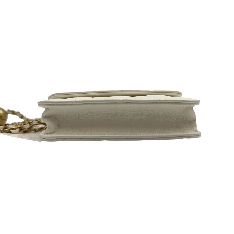 【美收精品】CHANEL 長鍊白色金球小包 C-44-4