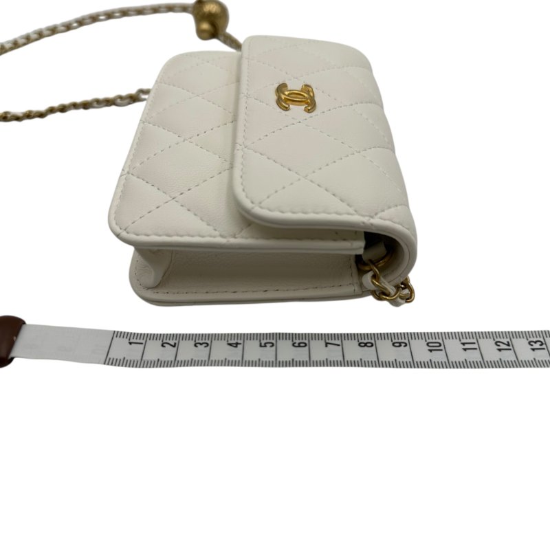 【美收精品】CHANEL 長鍊白色金球小包 C-44-14