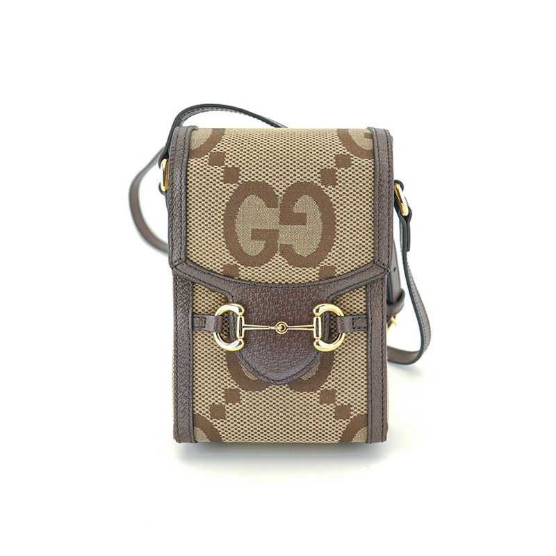 GUCCI 馬銜扣迷你斜背包 625615 UKMBG 2572 布料皮革棕色-22