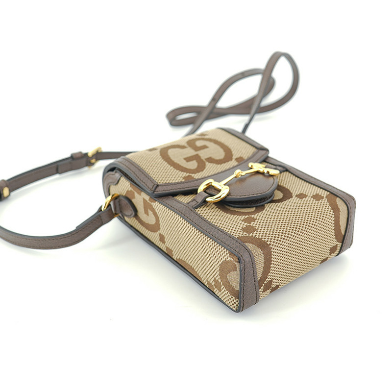 GUCCI 馬銜扣迷你斜背包 625615 UKMBG 2572 布料皮革棕色-24