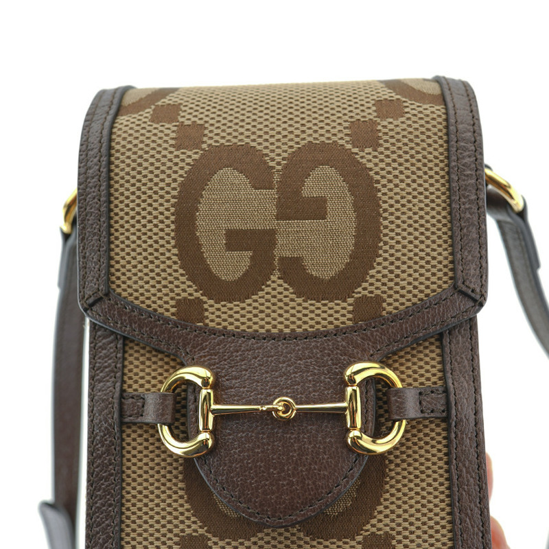 GUCCI 馬銜扣迷你斜背包 625615 UKMBG 2572 布料皮革棕色-27
