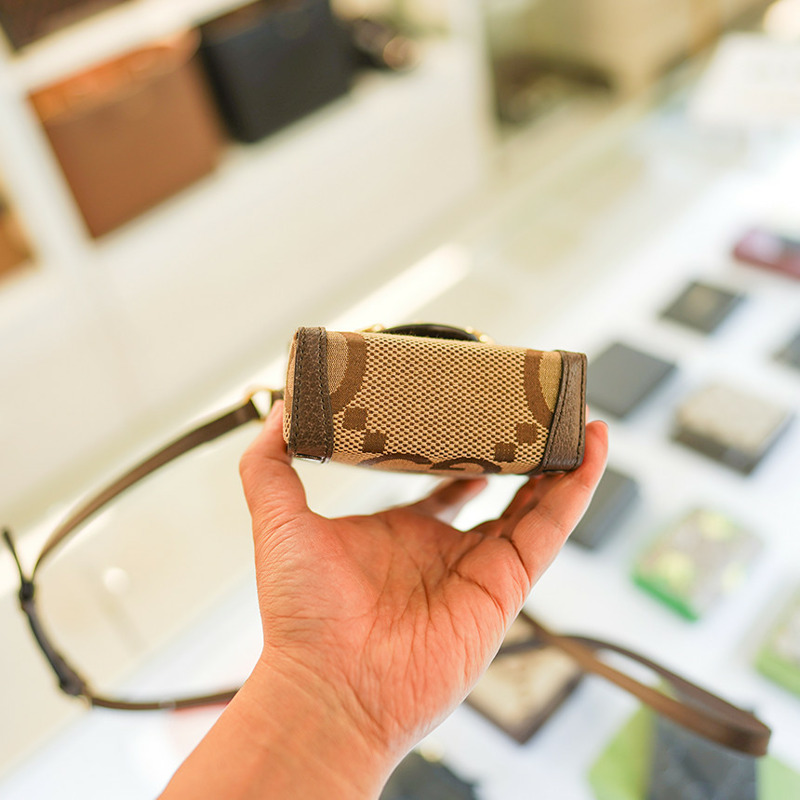 GUCCI 馬銜扣迷你斜背包 625615 UKMBG 2572 布料皮革棕色-13