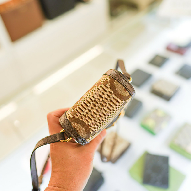 GUCCI 馬銜扣迷你斜背包 625615 UKMBG 2572 布料皮革棕色-14