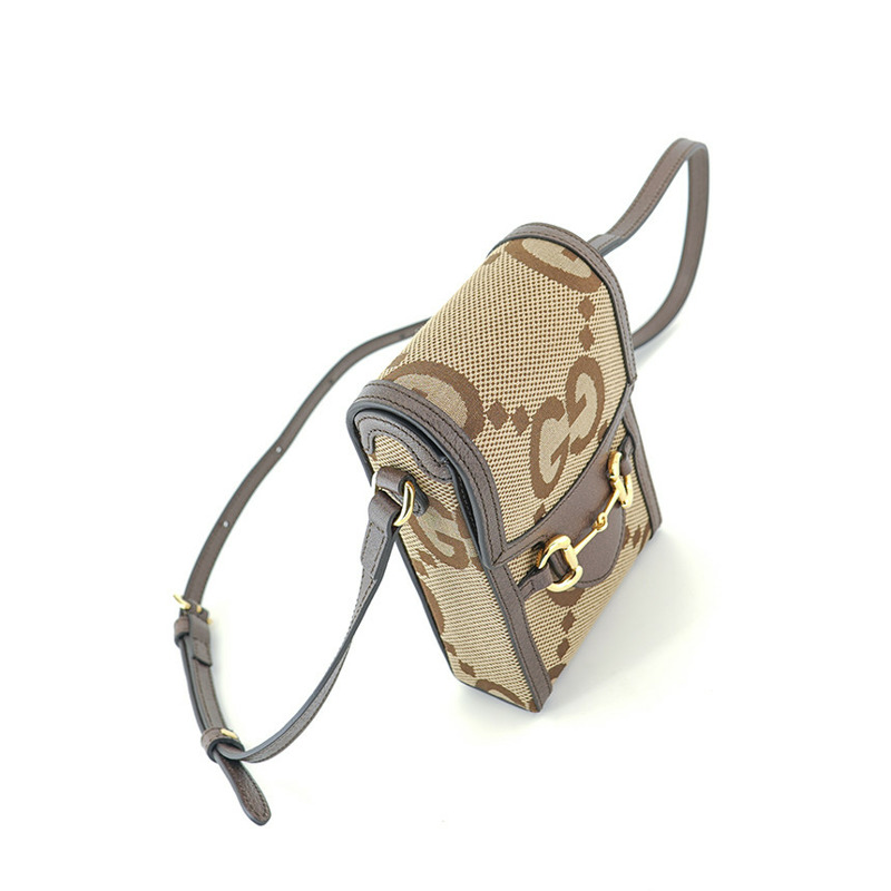 GUCCI 馬銜扣迷你斜背包 625615 UKMBG 2572 布料皮革棕色-25