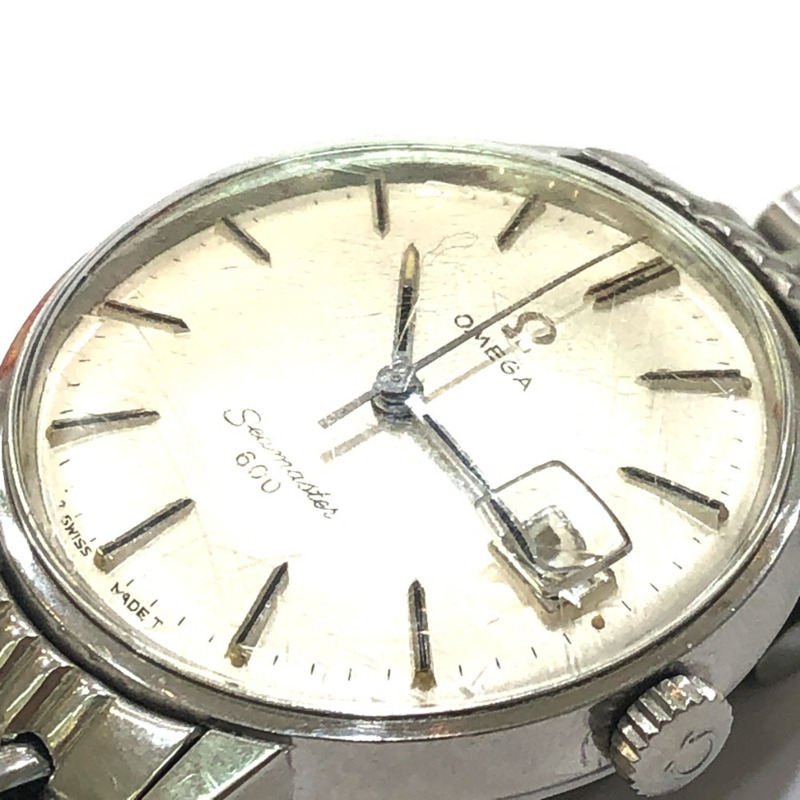 歐米茄海馬600復古手動上鍊日期顯示腕錶，不鏽鋼男士銀色-10