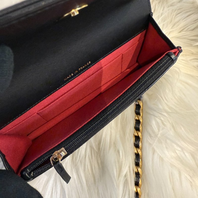 香奈兒 19  Mini Woc 黑金扣-5