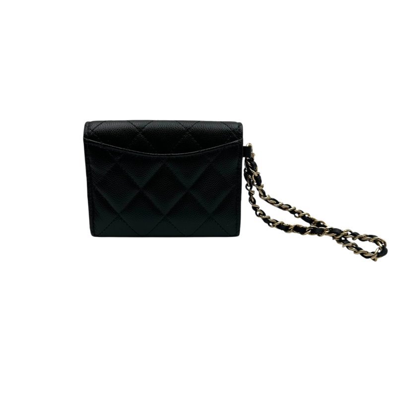 【美收精品】CHANEL 黑色荔枝皮小錢包 C-45-1