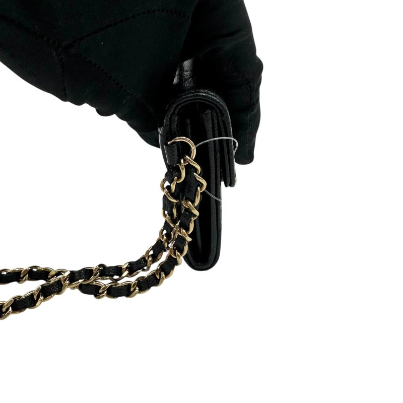 【美收精品】CHANEL 黑色荔枝皮小錢包 C-45-2
