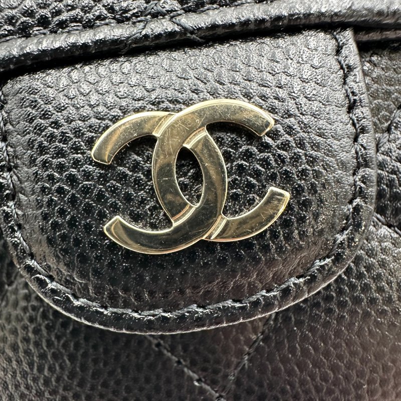 【美收精品】CHANEL 黑色荔枝皮小錢包 C-45-4