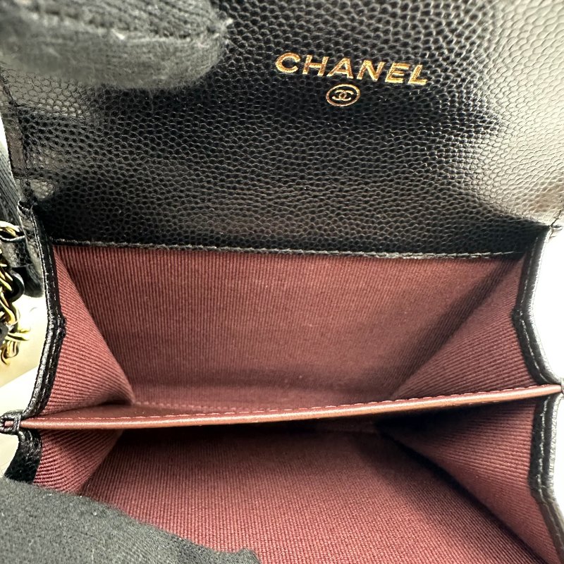 【美收精品】CHANEL 黑色荔枝皮小錢包 C-45-5