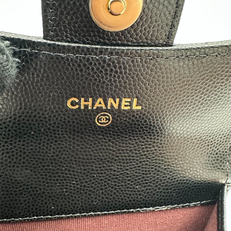 【美收精品】CHANEL 黑色荔枝皮小錢包 C-45-6