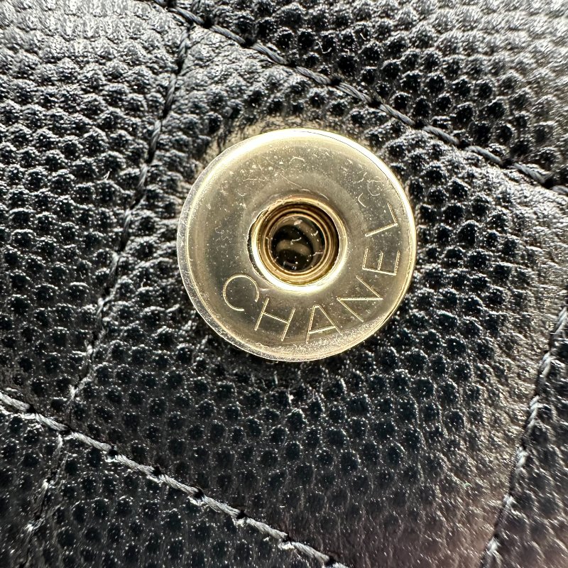 【美收精品】CHANEL 黑色荔枝皮小錢包 C-45-7