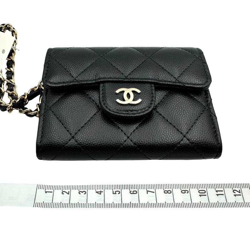 【美收精品】CHANEL 黑色荔枝皮小錢包 C-45-10