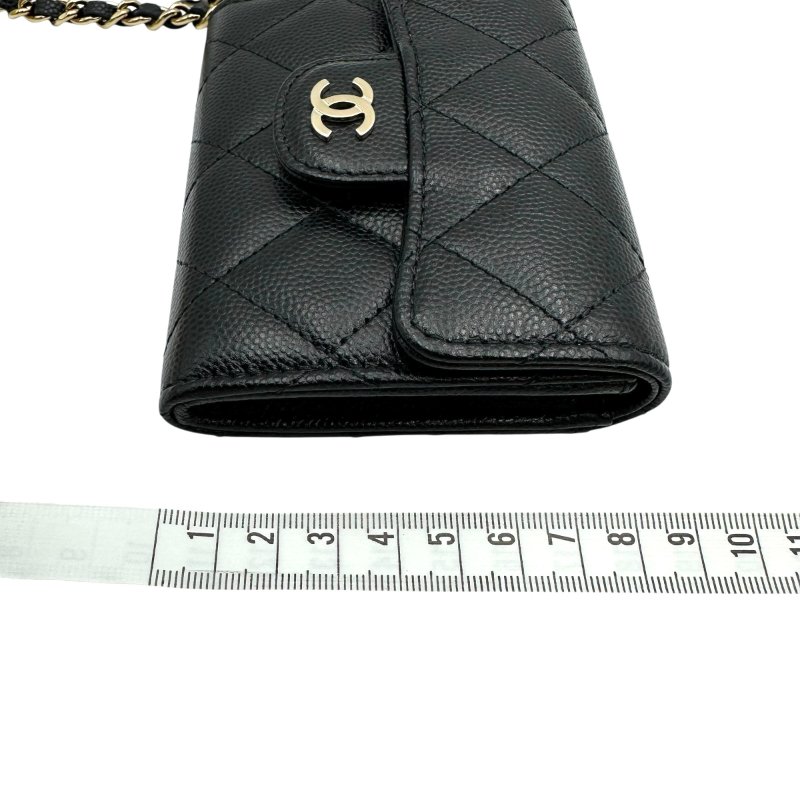 【美收精品】CHANEL 黑色荔枝皮小錢包 C-45-11