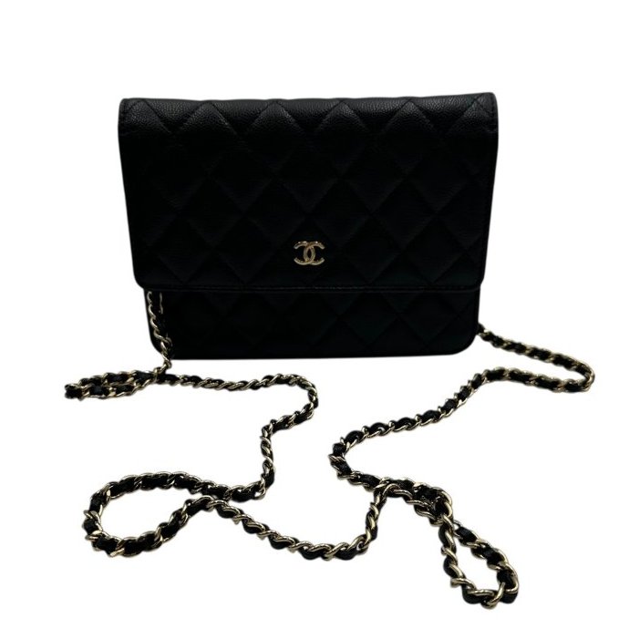 【美收精品】CHANEL 黑銀荔枝皮WOC C-46-0