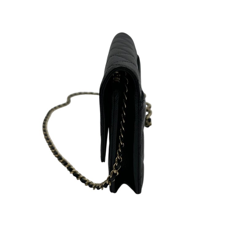 【美收精品】CHANEL 黑銀荔枝皮WOC C-46-4