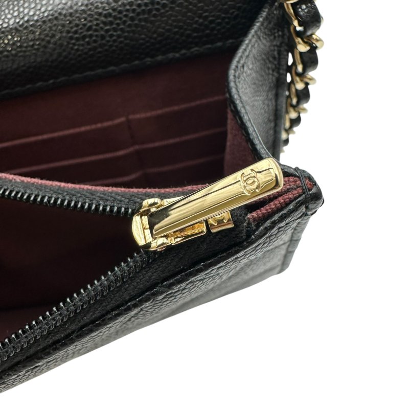 【美收精品】CHANEL 黑銀荔枝皮WOC C-46-7