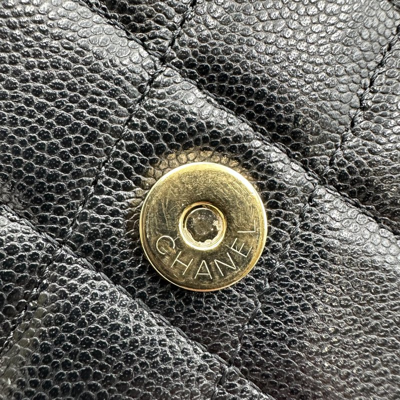 【美收精品】CHANEL 黑銀荔枝皮WOC C-46-10