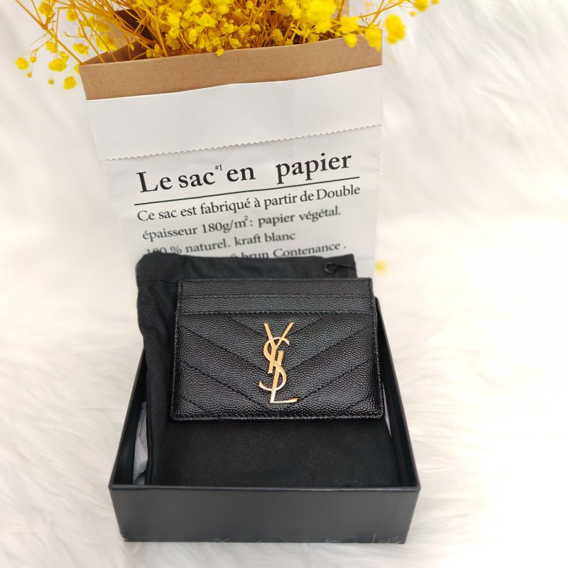 YSL Monogram 黑色 牛皮 細粒紋理提花凸紋 24年編碼-0