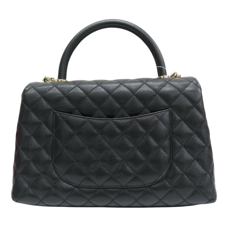 黑色 菱格紋 荔枝紋 牛皮 Coco Handle 29 兩用包【CHANEL 香奈兒】 A92991-1