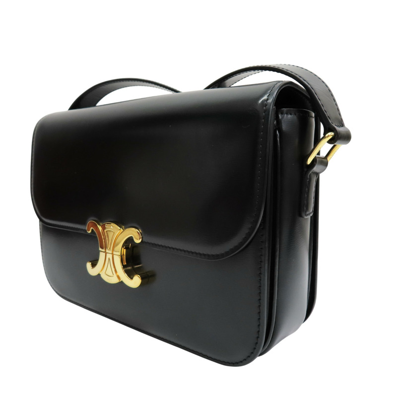 黑色 牛皮 CLASSIQUE TRIOMPHE 肩背包 (儲藏味)【CELINE 賽琳】 187363BF4.38NO-2