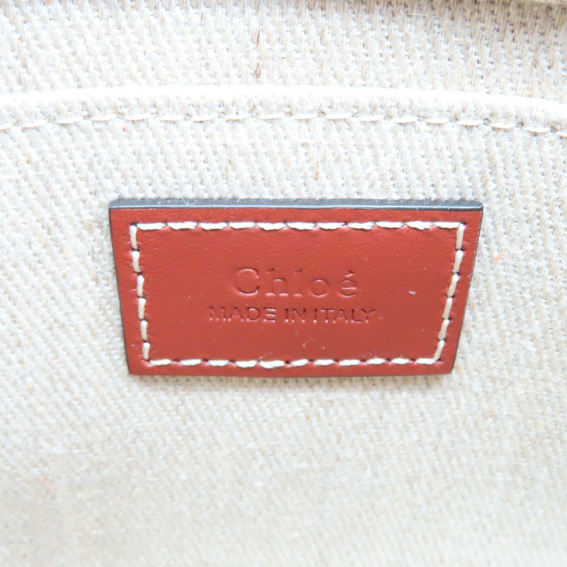 米色 帆布 Mini Woody 肩背包【Chloe 克羅伊】 CHC22AP237I2690U-5