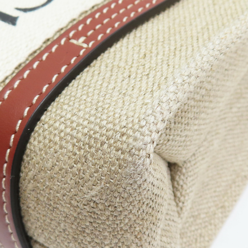 米色 帆布 Mini Woody 肩背包【Chloe 克羅伊】 CHC22AP237I2690U-8