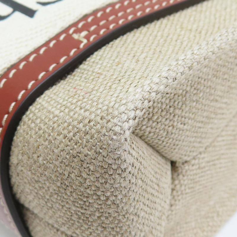 米色 帆布 Mini Woody 肩背包【Chloe 克羅伊】 CHC22AP237I2690U-10